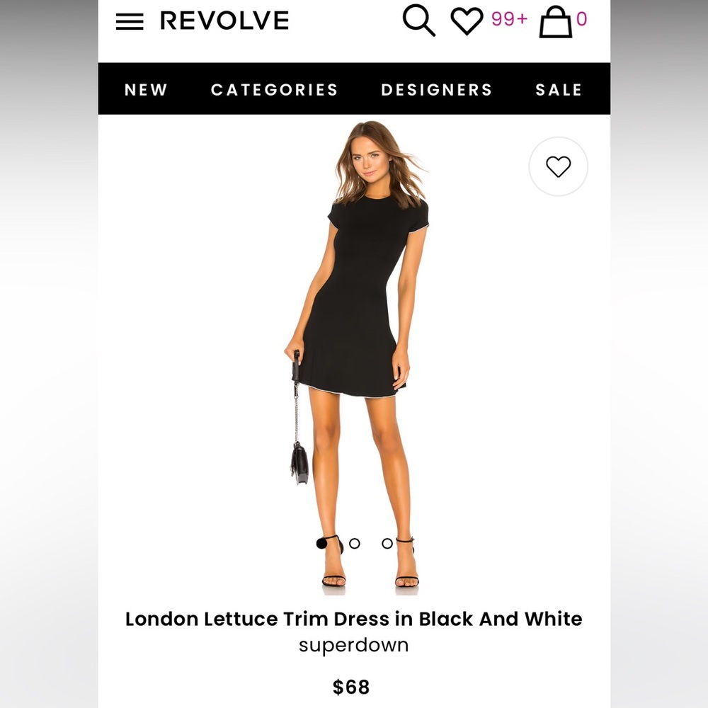 superdown London Lettuce Trim Dress in Black And White size Small